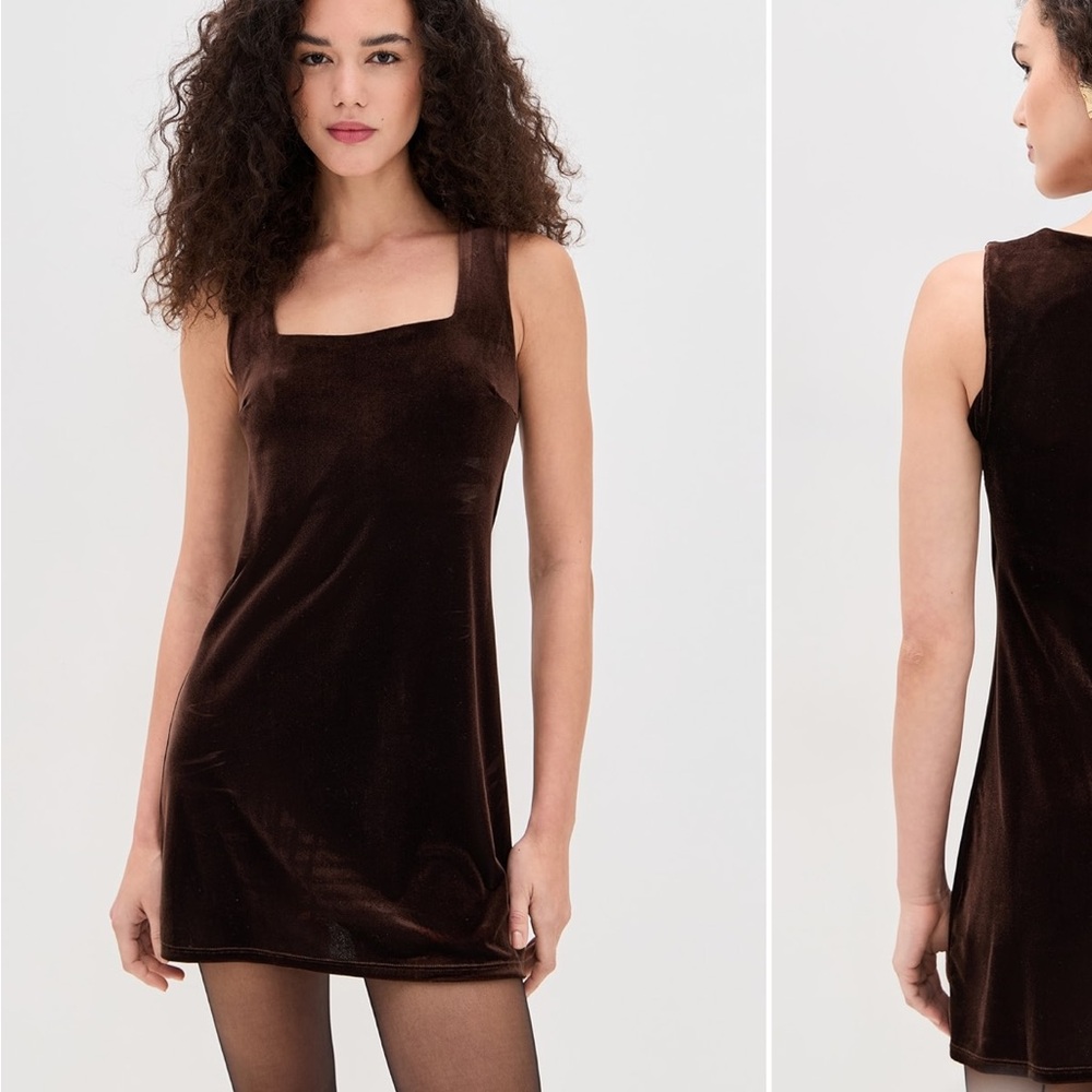 Le bop brown Velvet Mini Dress